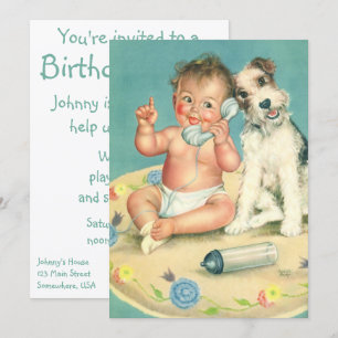 Invitation à la fête d'anniversaire vintage pour e