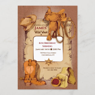 Invitation à la fête d'anniversaire Wild West Fram