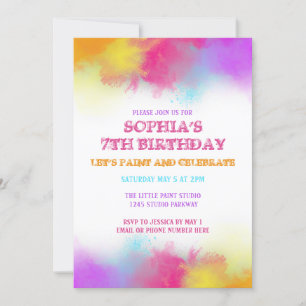 Invitation à la fête d'art avec éclaboussures de p