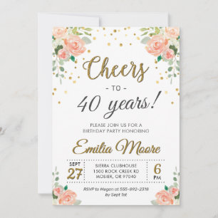 Invitation À la fête de 40 ans Mesdames 40e anniversaire
