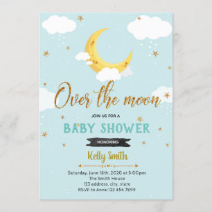 Invitation à la fête de baby shower sous la lune