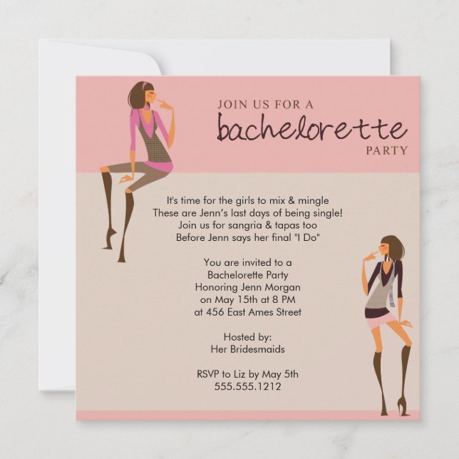 invitation à la fête de bachelorette (Devant)