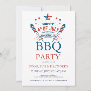 Invitation à la fête de barbecue du 14 juillet Feu