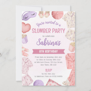 Invitation à la fête de bois rose - Girls Slepover