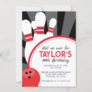 Invitation à la fête de bowling Roll on Over