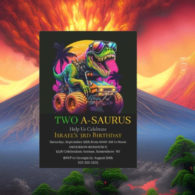 Invitation à la fête de camion monstre Dino (Bring your dream party to life with our selection of quality Dinosaur themed party supplies )