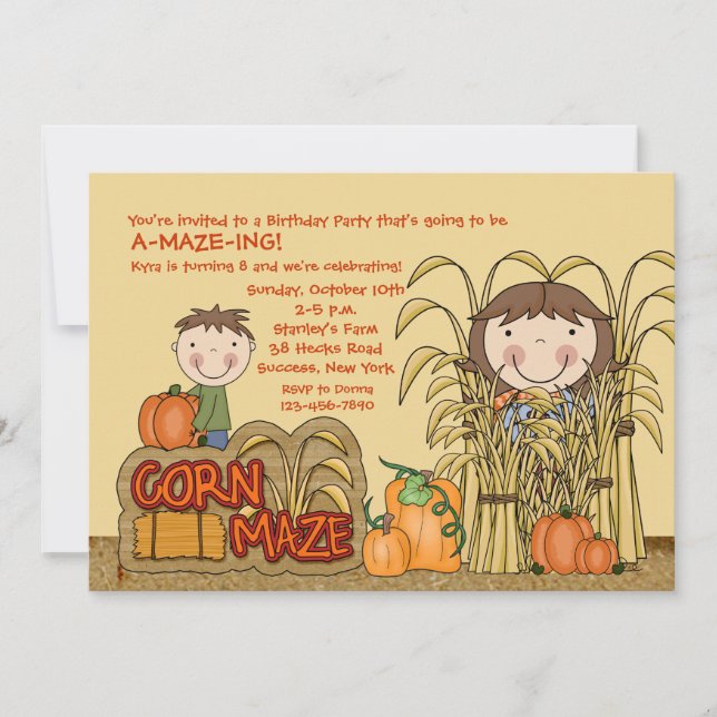 Invitation à la Fête de Corn Maze (Devant)