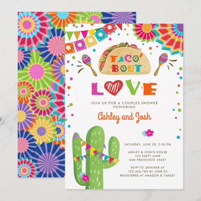 Invitation à la Fête de Couple Taco Bout Love (Devant / Derrière)