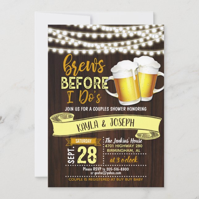 Invitation à la fête de couples avant le mariage d (Devant)