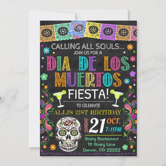 Invitation à la Fête de Dia De Los Muertos (Devant)