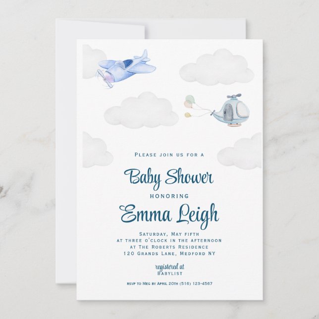 Invitation à la fête de douche baby shower (Devant)