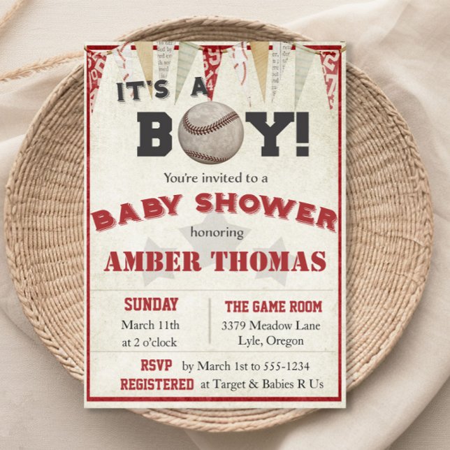 Invitation à la fête de douche bébé garçon de base (Créateur téléchargé)