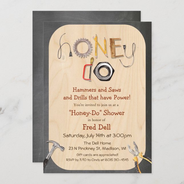 Invitation à la fête de douche de couple Honey Do (Devant / Derrière)