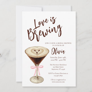 Invitation à la fête de douche de mariée Café Love