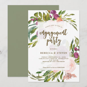 invitation à la fête de fiançailles florales et ve