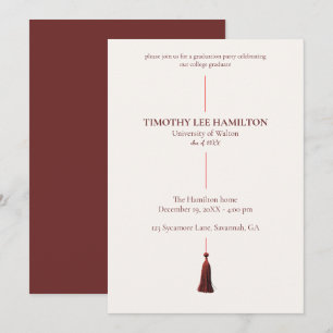 Invitation à la fête de fin d'études avec gland ro