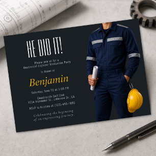 Invitation à la fête de fin d'études d'ingénierie