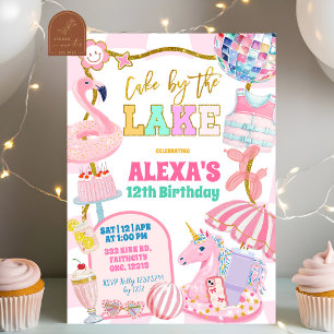 Invitation à la fête de gâteau rétro chic au bord