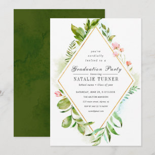 Invitation à la Fête de graduation Floral Green Fo