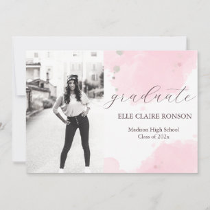 invitation à la fête de graduation rose Elegance