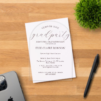 invitation à la fête de graduation rose Elegance