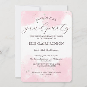 invitation à la fête de graduation rose Elegance