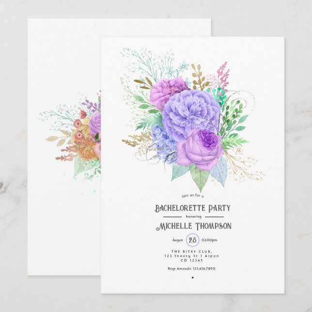 Invitation à la fête de la bachelorette du printem (Devant / Derrière)