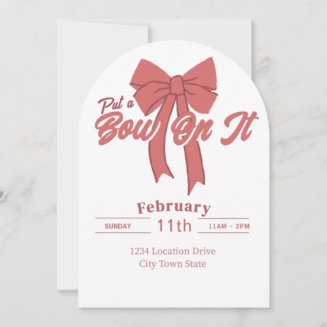 Invitation à la fête de la Bow rose - Coquette Bow (Devant)