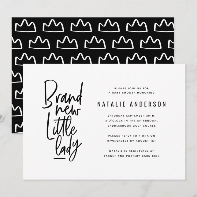 Invitation à la fête de la douche pour bébé modern (Devant / Derrière)