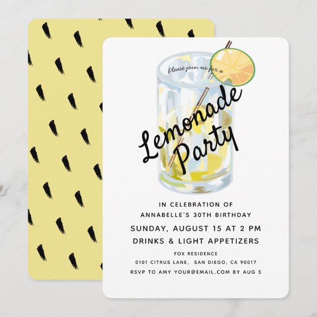 Invitation à la Fête de la Lemonade Blanche et Jau (Devant / Derrière)