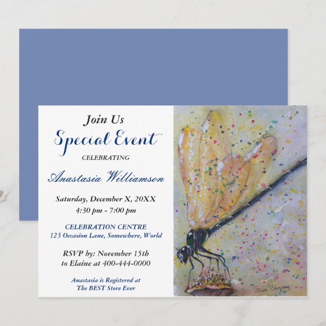 INVITATION À LA FÊTE DE LA LIBELLULE BRILLANTE (Devant / Derrière)