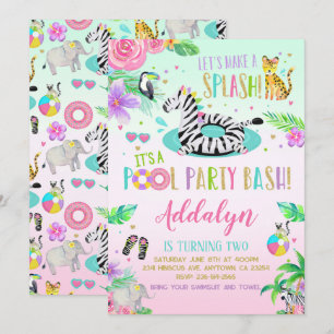 Invitation à la fête de la piscine dans la jungle