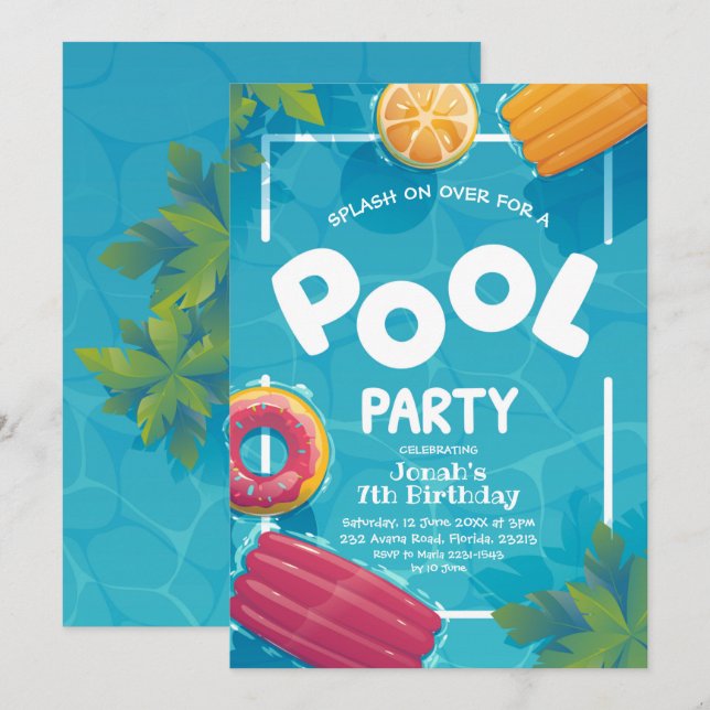 Invitation à la fête de la piscine d'été (Devant / Derrière)