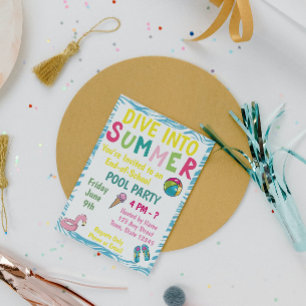 Invitation à la fête de la piscine d'été