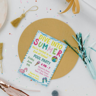 Invitation à la fête de la piscine d'été
