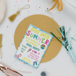 Invitation à la fête de la piscine d'été