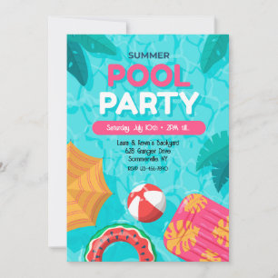 Invitation à la fête de la piscine d'été