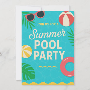 Invitation à la fête de la piscine d'été Tropica