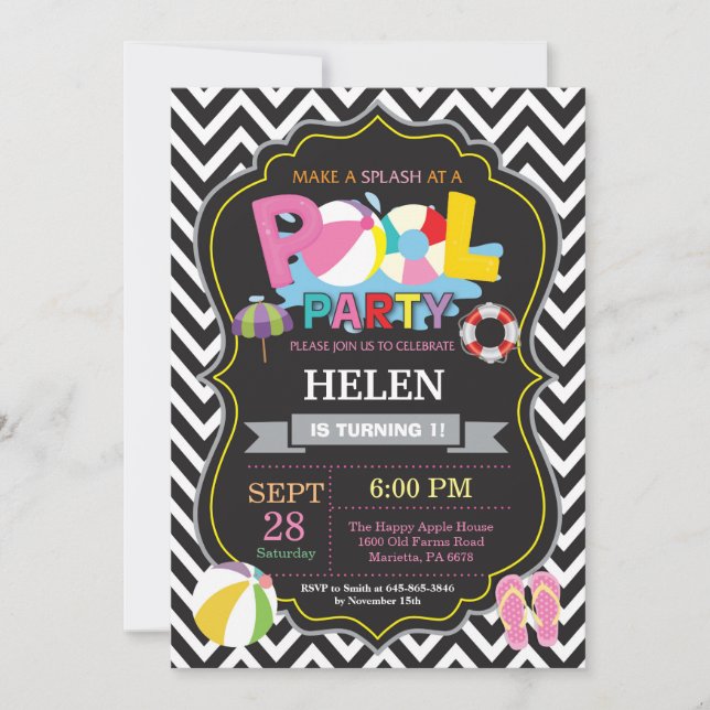 Invitation à la fête de la piscine Fille noire de  (Devant)