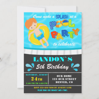 Invitation à la fête de la piscine invitation de p