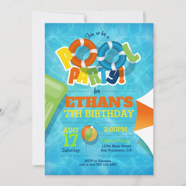 Invitation à la fête de la piscine - Piscine / Inv (Devant)