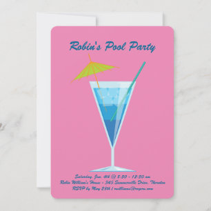 Invitation à la fête de la piscine rose tropicale
