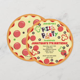 Invitation à la fête de la pizza Anniversaire de e