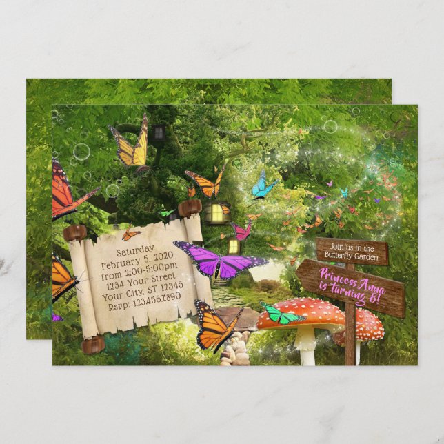 Invitation à la fête de la Princesse Papillon (Devant / Derrière)