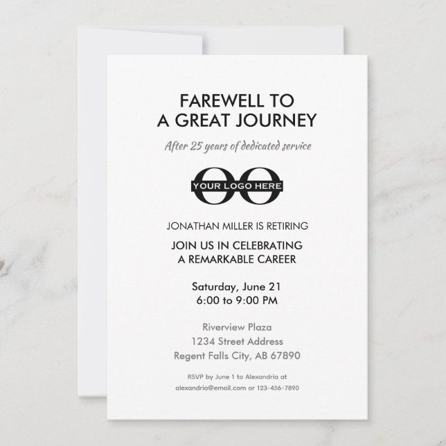 Invitation à la fête de la retraite de l'entrepris (Devant)