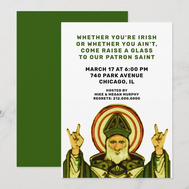Invitation à la fête de la Saint-Patrick (Devant / Derrière)