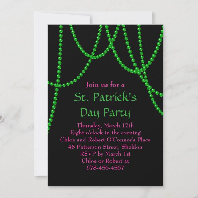 Invitation à la fête de la Saint Patrick en rose e (Devant)
