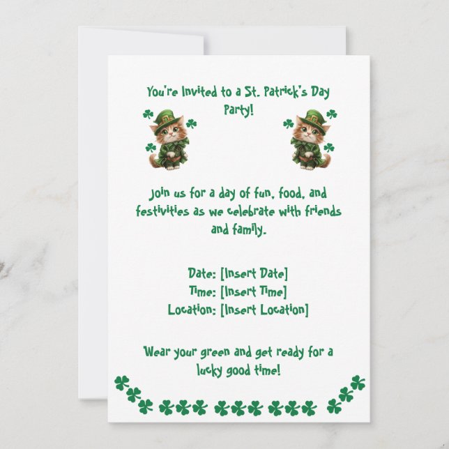Invitation à la fête de la Saint-Patrick – Pour am (Devant)