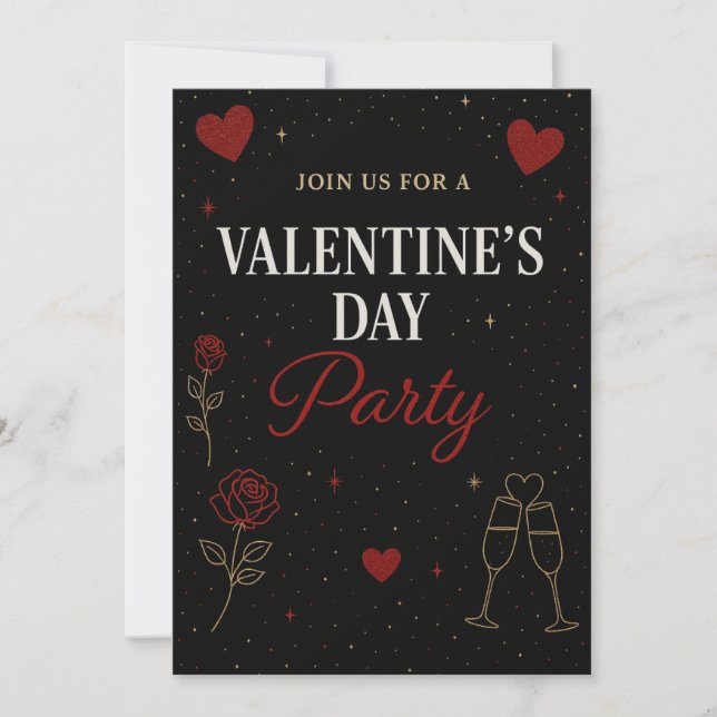 Invitation à la fête de la Saint Valentin |Black&G (Devant)