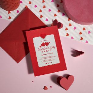 Invitation à la fête de la Saint-Valentin cœur rou
